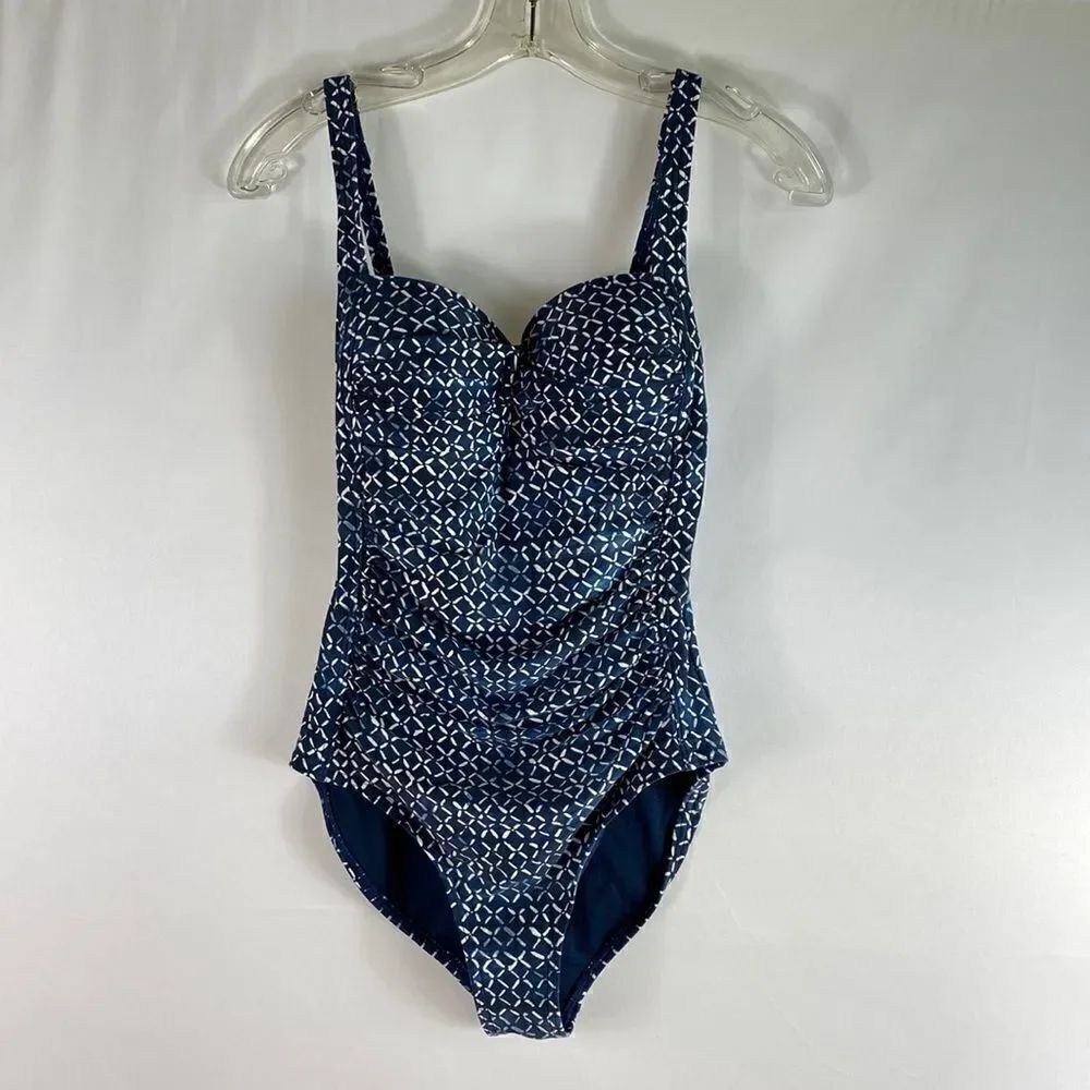 Nip Tuck Multi Fit Cup navy blue & white one piece flattering swimsuit